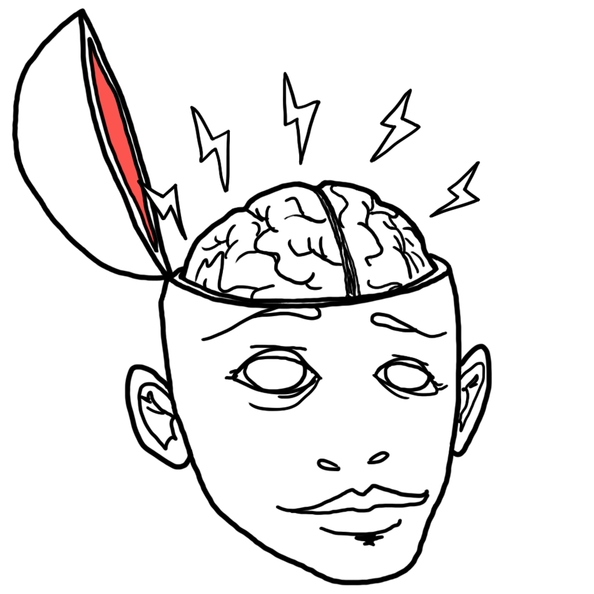 head illustration with brain