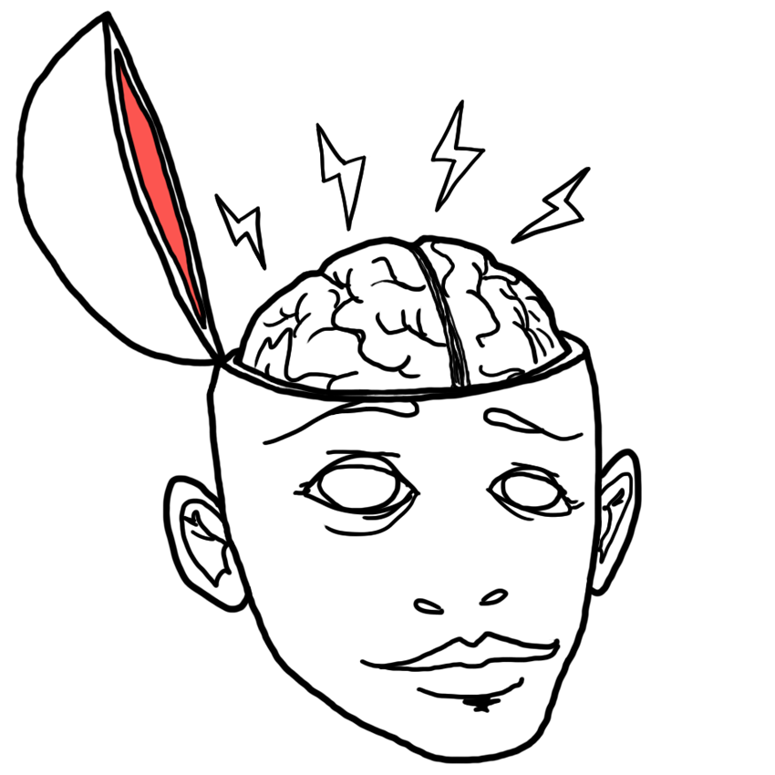 head illustration with brain